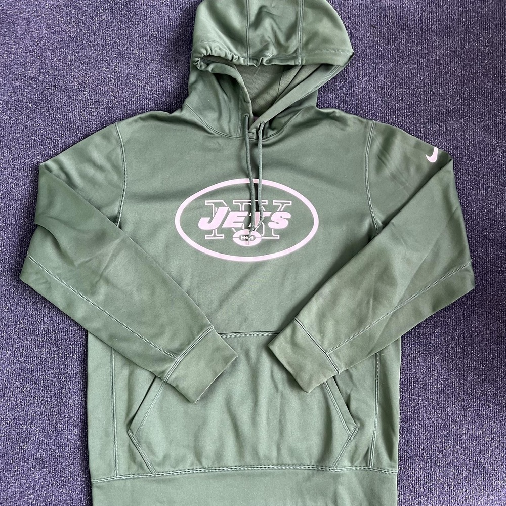 New York Jets Sweatshirt Hoodie Mens Medium Green NFL Football Nike Therma Fit